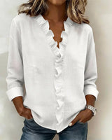 Blusa Cuello en V Volantes Elegante